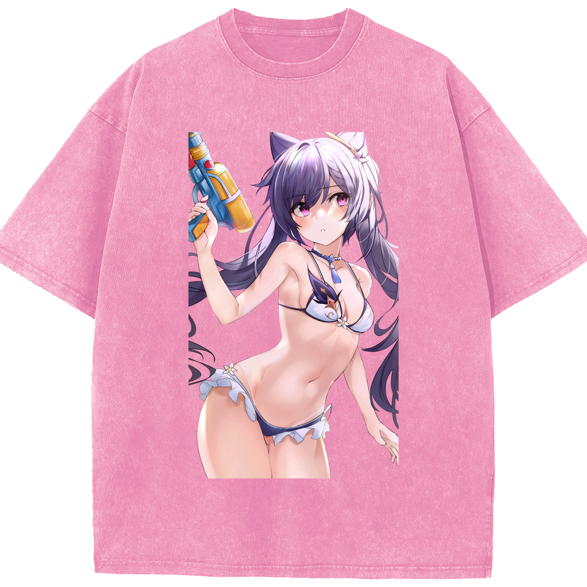 げんし神 刻晴 こくせい genshin Kokusei 綿100% ヴィンテージ風 半袖Tシャツ（フロントプリント）